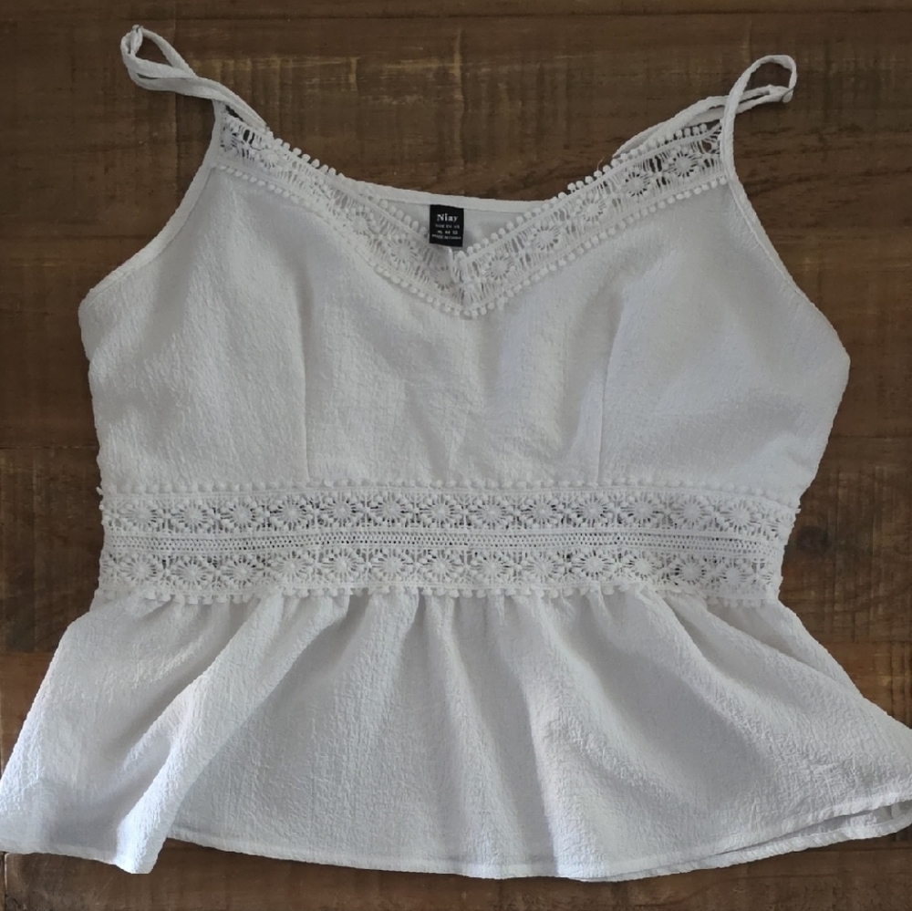 H&M White Lace Detail Camisole